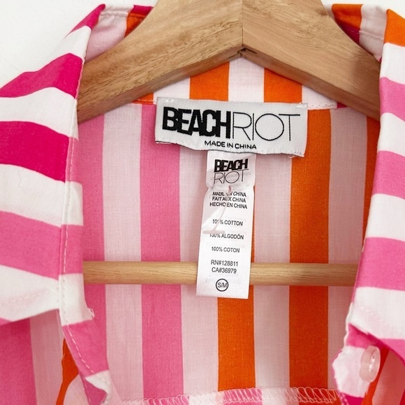 Beach Riot Revolve Alexa Orange Sunset Stripe Coverup Shirt Womens Small Medium - Picture 4 of 5